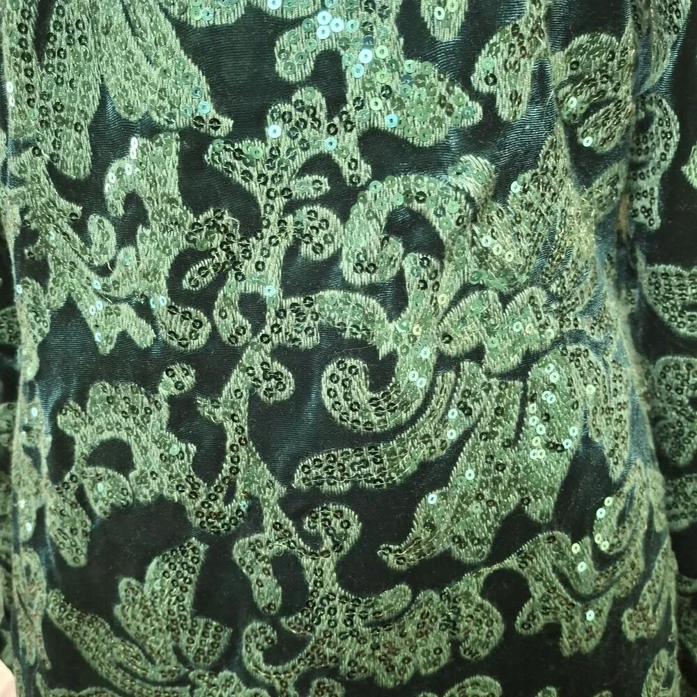 VENUS Velvet Sequin Mini Dress Green Women 10 Cocktail Holiday Christmas Party